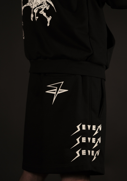 Murda Boyz | Плътна памучна материя на Holy Blood Shorts – детайл