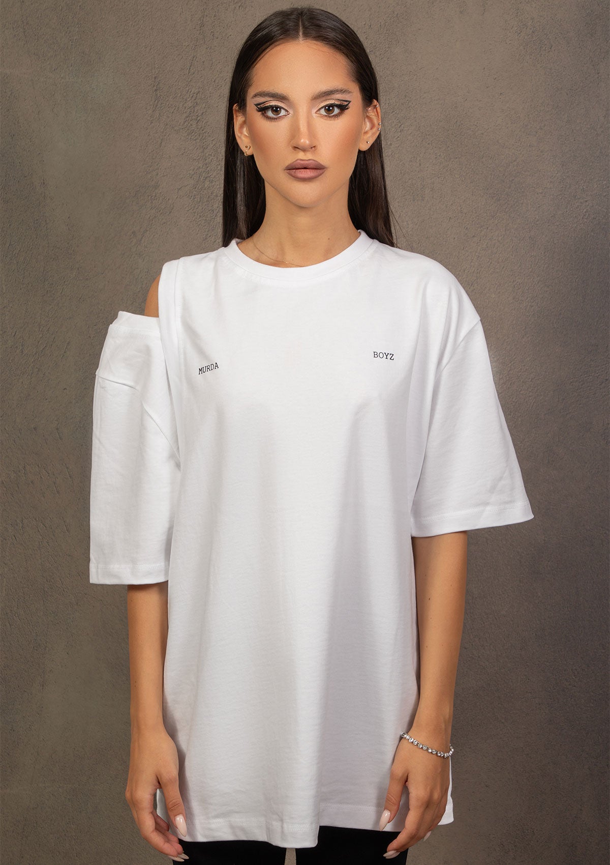 UNISEX OVERSIZE WHITE T-SHIRT MURDA BOYZ