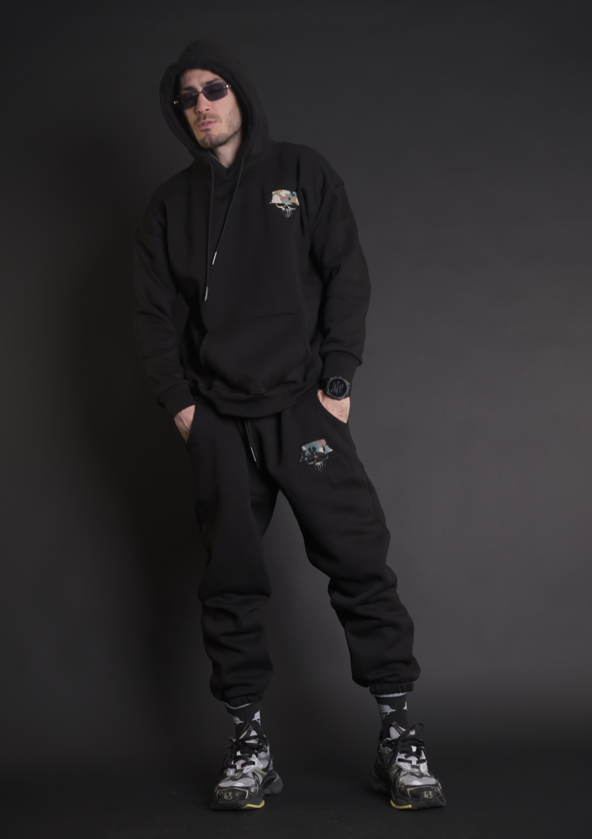 Murda Boyz | Мъжки черен спортен комплект Civilian SET – изглед отпред