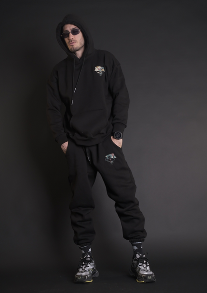 Murda Boyz | Мъжки черен спортен комплект Civilian SET – изглед отпред