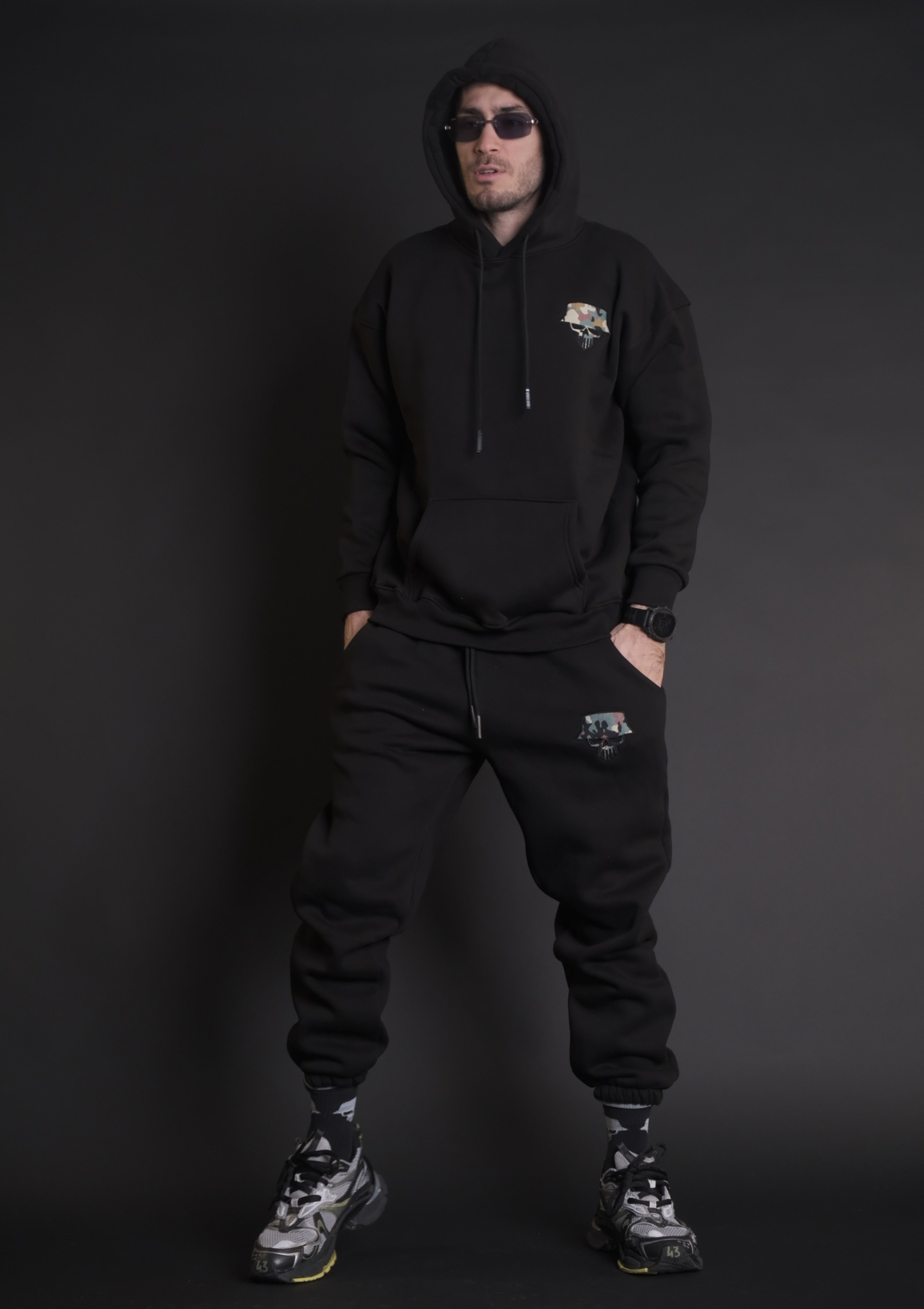 Мъжки черен спортен комплект Civilian SET от Murda Boyz  – изглед отпред