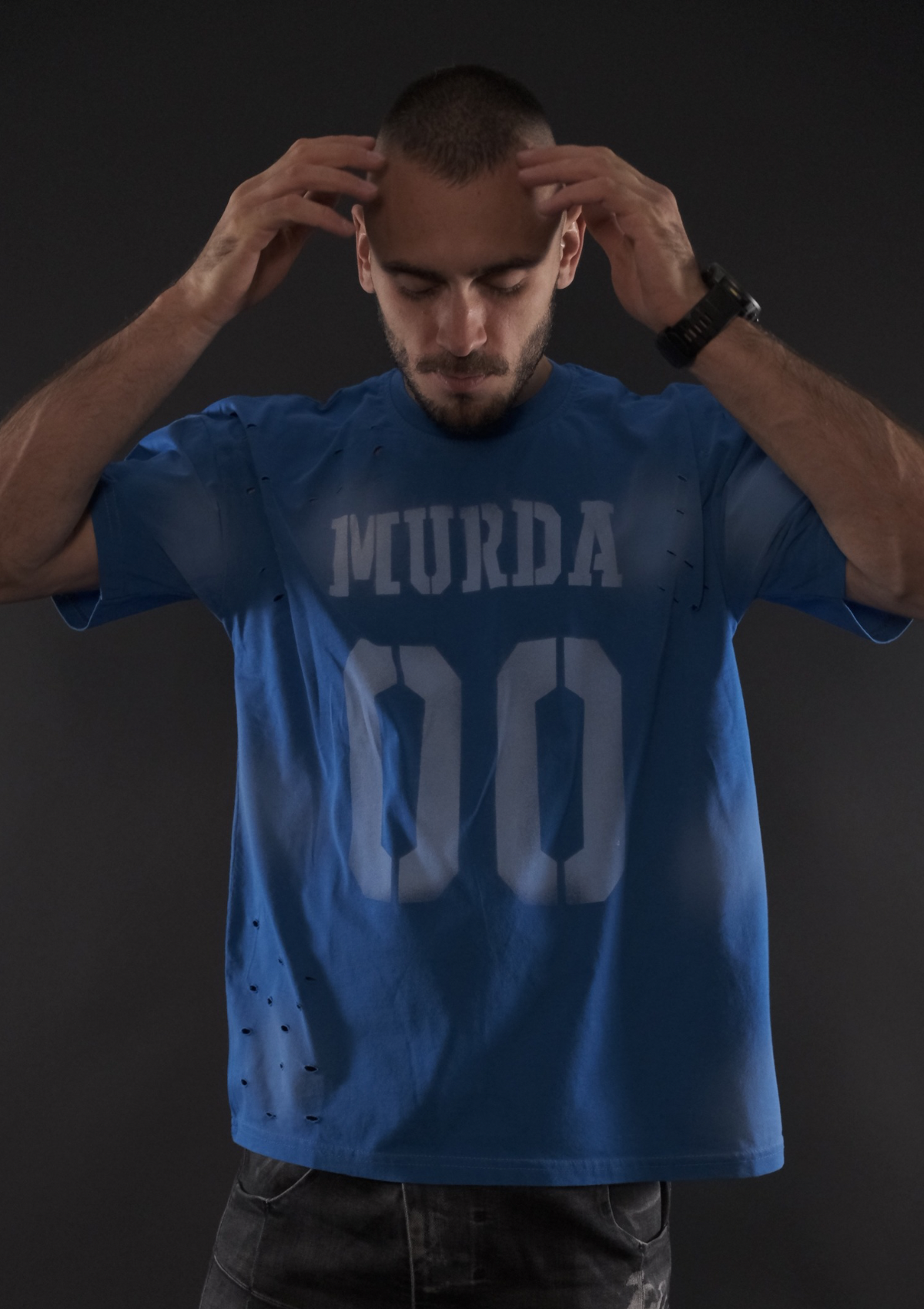 Синя oversized тениска MurdaBoyz Code Blue Edition от серията MURDA 00