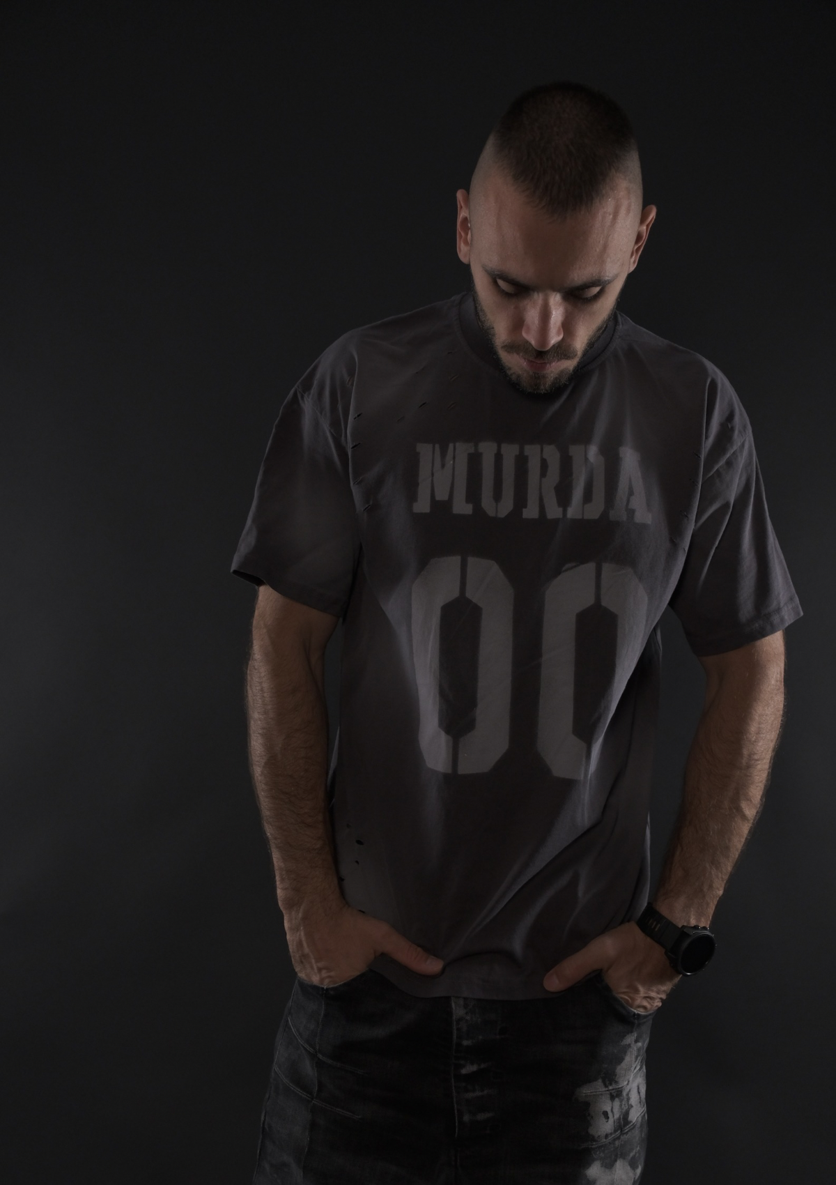 Сива oversized тениска MurdaBoyz Concrete Edition от серията MURDA 00