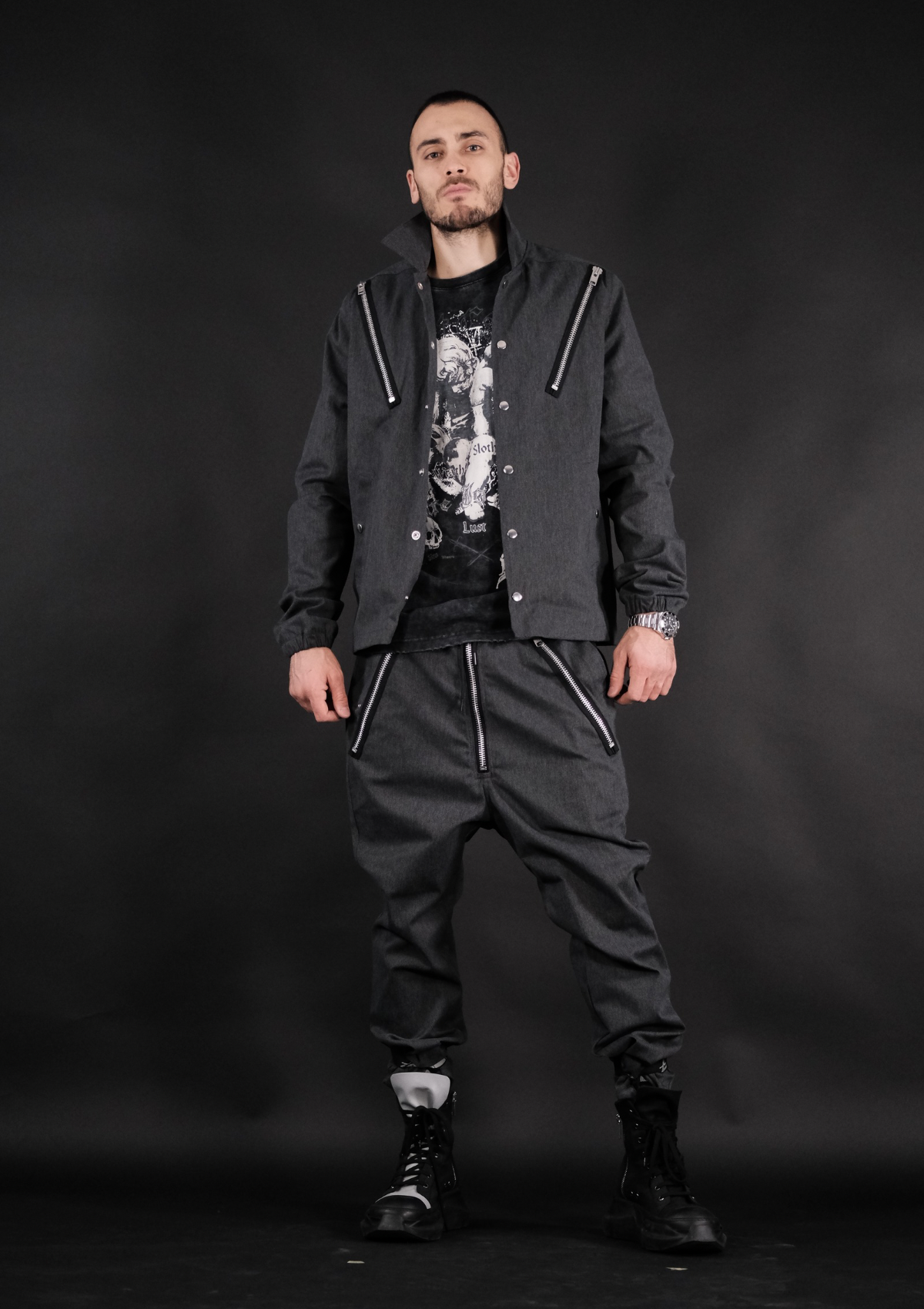 Мъжки премиум streetwear комплект Murda Boyz Limited Edition с модерна кройка и плътна материя – изглед отпред