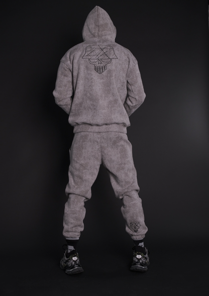 Мъжки комплект Grey Washed SET от Murda Boyz със skull графика на гърба