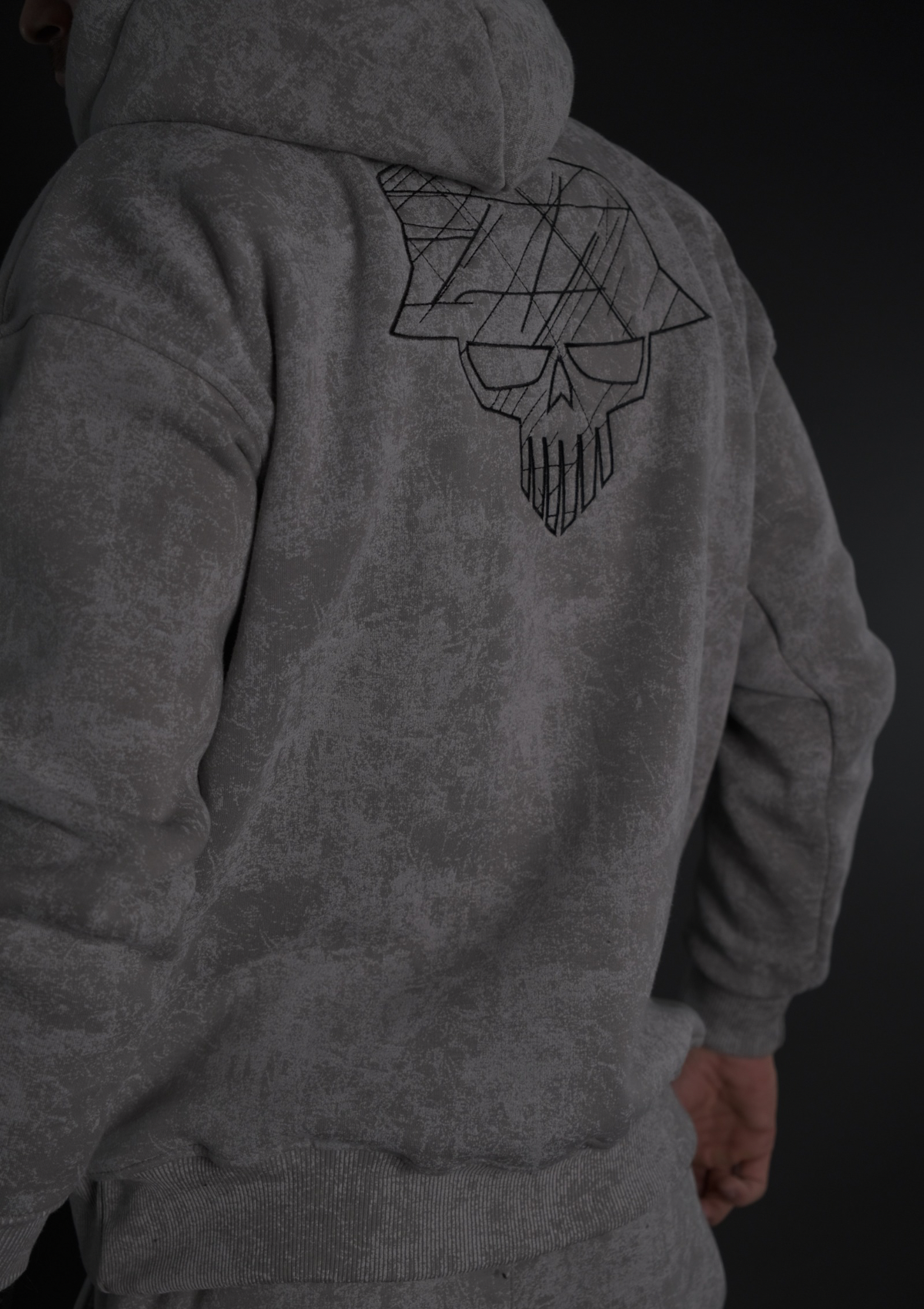 Sketch skull графика на гърба на комплекта Grey Washed SET от Мърда Бойз 