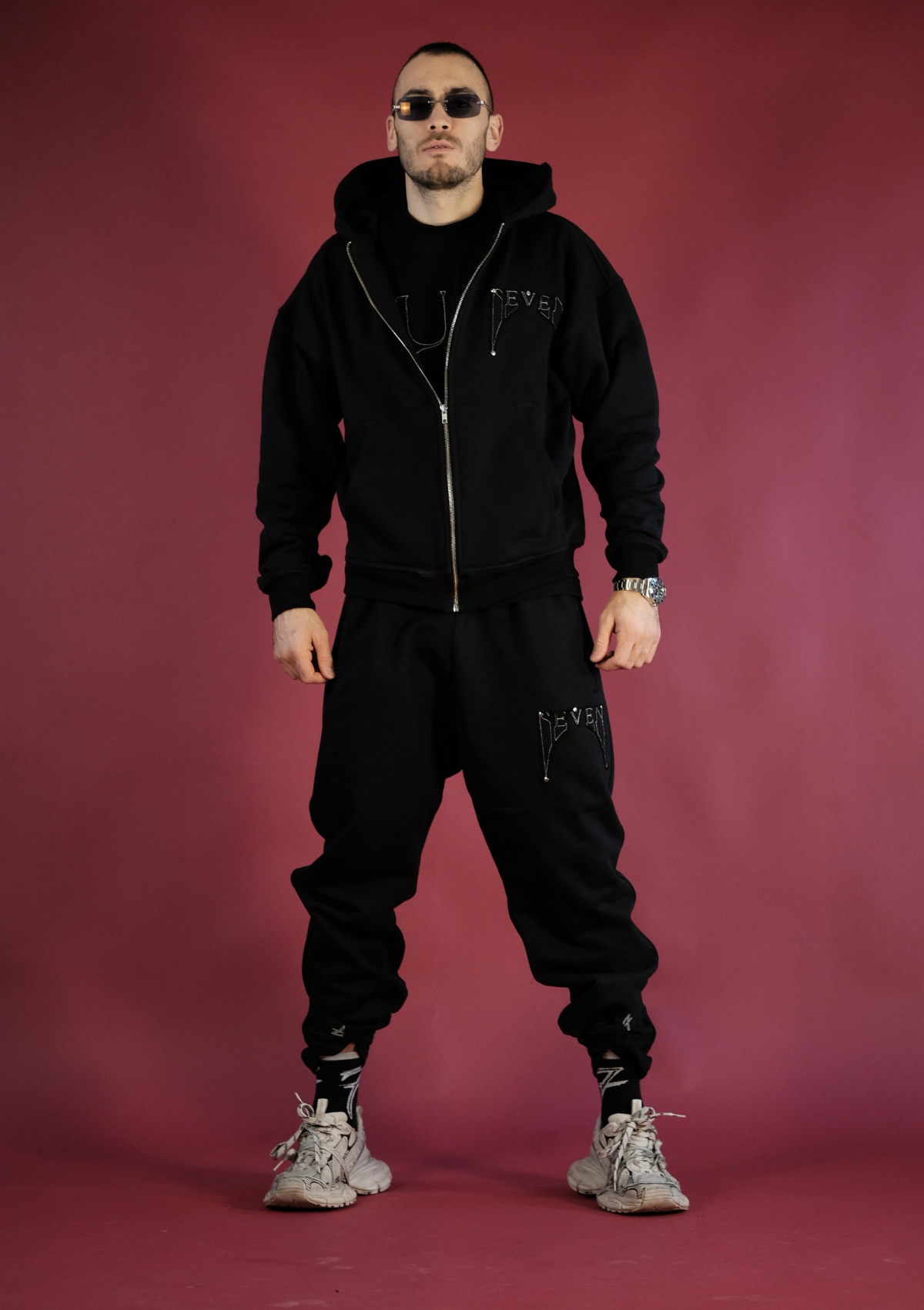 Унисекс streetwear комплект Lust SET с бродирани детайли – изглед отпред. Murda Boyz. Seven By Marsel. 