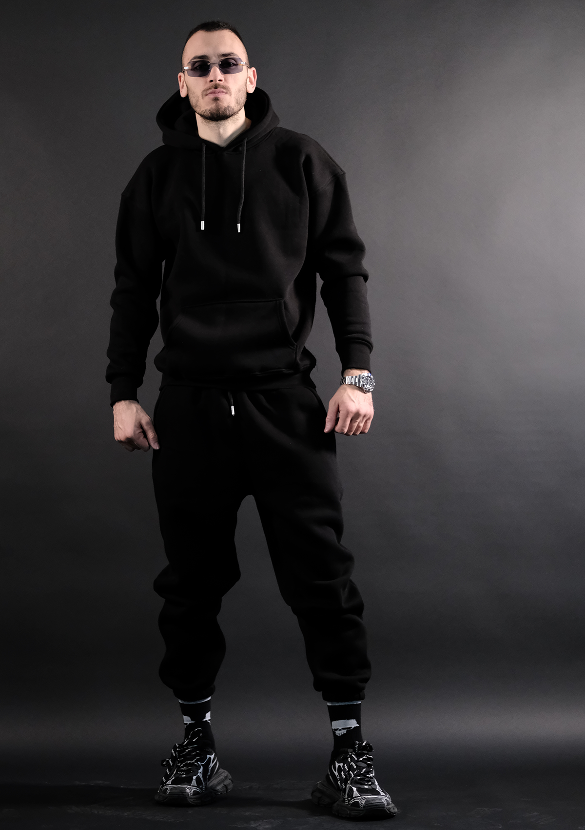 Мъжки streetwear комплект Murda Boyz Bando Set Black с модерна кройка и плътна материя – отпред