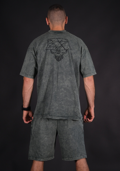 Голяма бродерия на гърба на Murda Boyz Colour Washed SET – зелен вариант