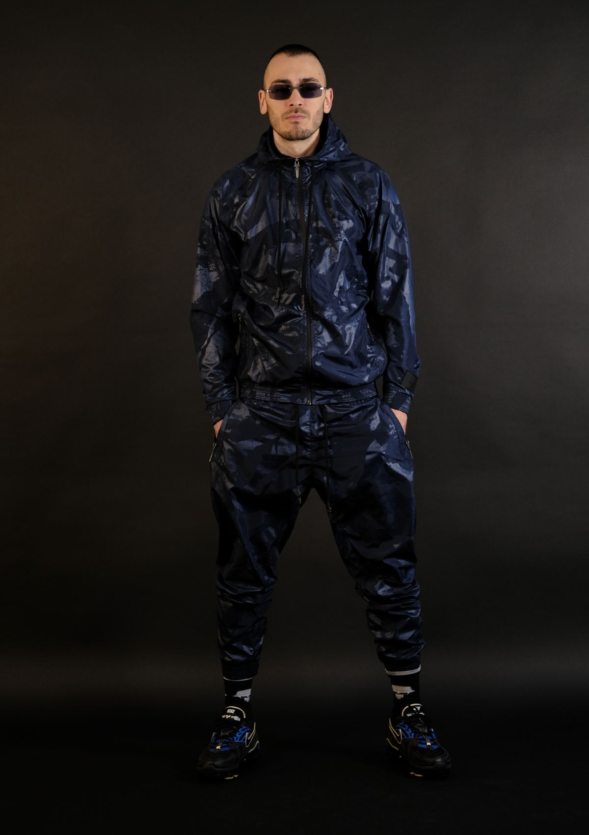 Мъжки streetwear комплект Murda Camouflage Set Blue със спортна кройка – цялостна визия