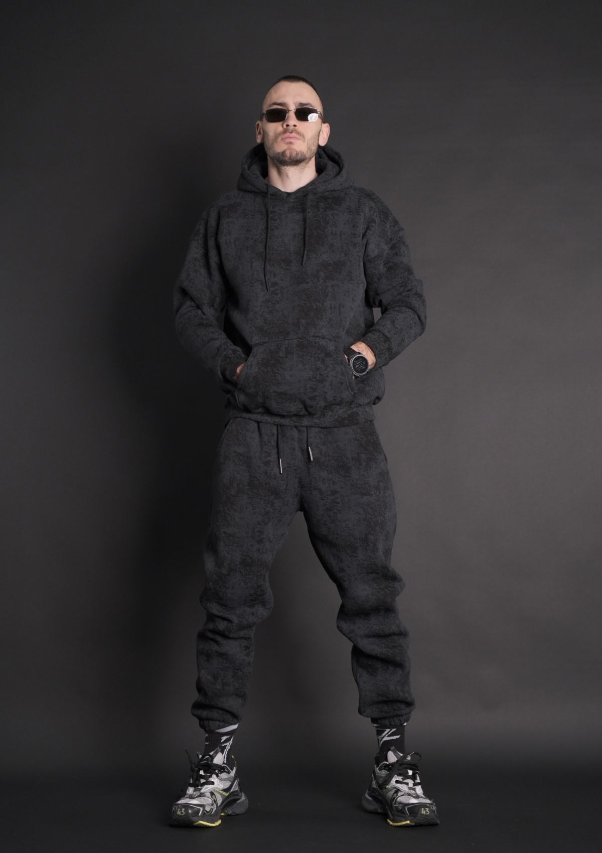 Murda Boyz | Мъжки черен streetwear комплект Shadow SET Murda Logo – изглед отпред